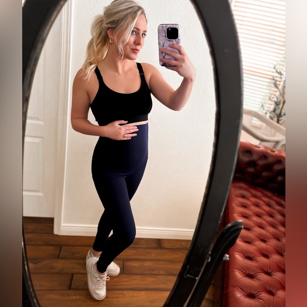 High-Waist Navy Maternity Leggings